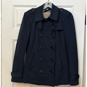 Burberry Navy Double-Breasted Pea / Short Trench Style Coat